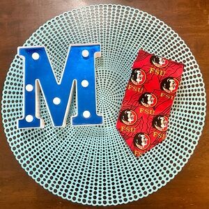 FSU Seminoles Red and Gold Patterned Tie; used